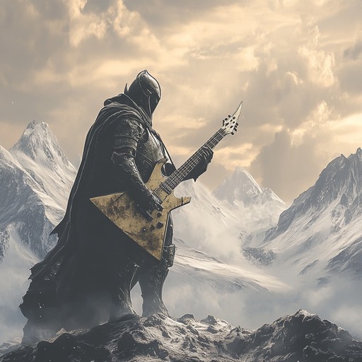 An epic instrumental blending heavy metal riffs with symphonic orchestral arrangements, creating a grand atmosphere. Thundering drums and soaring strings enhance the powerful guitar solos, delivering a majestic and awe inspiring soundscape.