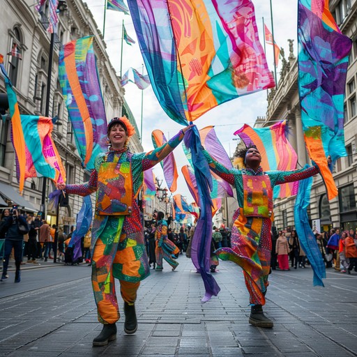 Experience the electric atmosphere of an urban carnival with captivating steel drum rhythms and vibrant melodies. The music invokes scenes of bustling streets filled with laughter, dance, and the sounds of celebration, promoting unity and festive joy.