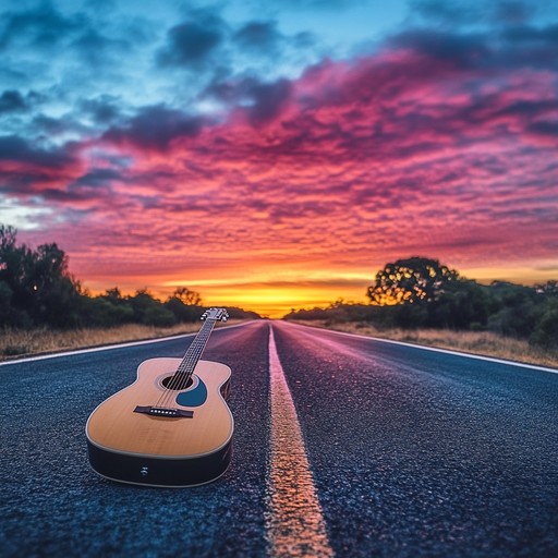 A lively and spirited country rock instrumental that evokes the excitement and joy of hitting the open road. Dominated by vibrant acoustic guitar rhythms, this track radiates freedom and adventure, making it an ideal soundtrack for exhilarating journeys