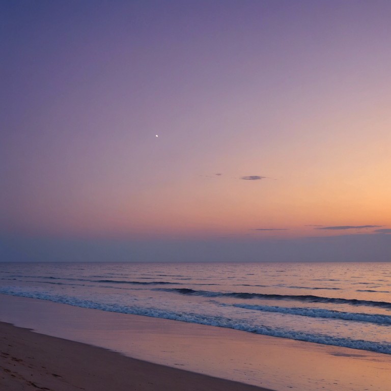 The music conjures an idyllic end to a day, with each note from the classical guitar echoing the tranquility of a slow, beautiful sunset by the sea, evoking feelings of peace and contentment as the day winds down.