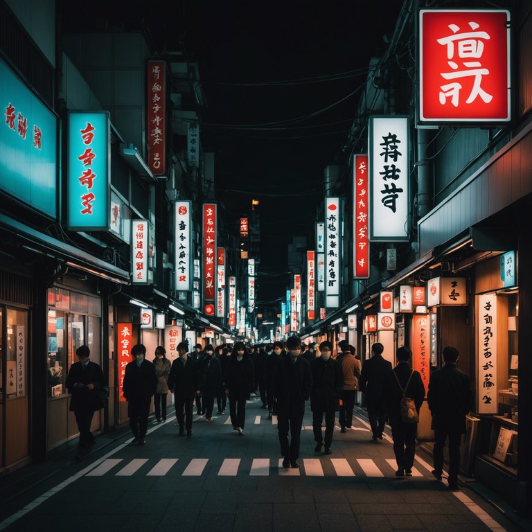 A vibrant instrumental track blending modern electronic beats with the ancient sounds of the shamisen, capturing the energetic pulse and futuristic ambiance of tokyo. The composition starts with a distinct shamisen melody that gradually intertwices with aggressive electronic synths, producing a soundscape that reflects both the history and the forward thinking spirit of the city.