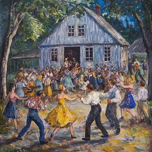 This composition radiates joy with its lively blend of banjo melodies and folk rhythms, evoking images of barn dances and spirited gatherings on the american frontier.