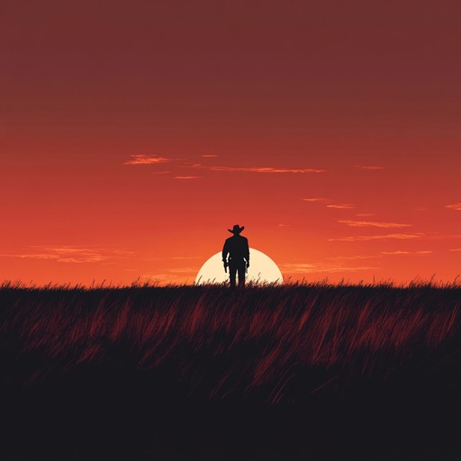 In the vast openness of the american west, a lone cowboy with a weathered voice hums an eloquent tune that speaks to the heart of prairie life. His song captures the essence of solitude and the bittersweet relationship with the land he loves.