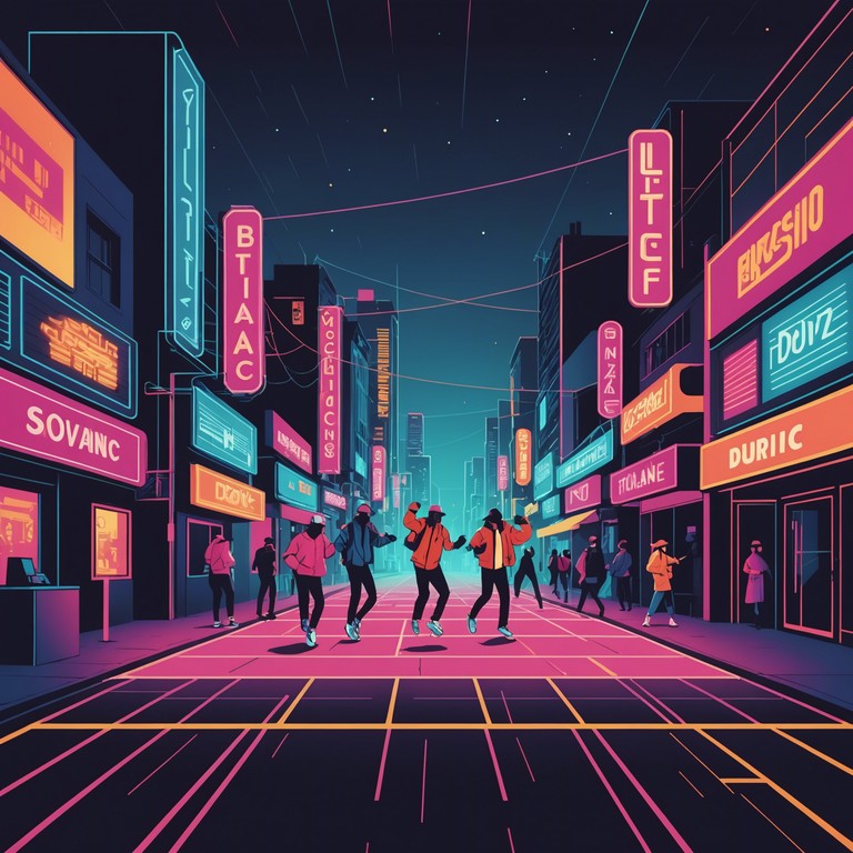 This composition transports listeners into a bustling cityscape at night, where the modern sounds of edgy k pop fuse with the heartbeat of urban dance culture.