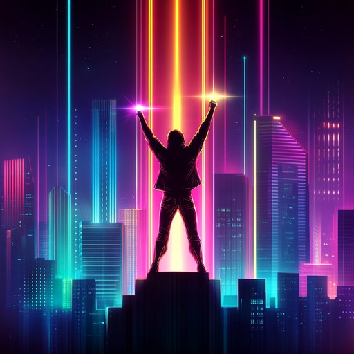 A powerful instrumental track featuring soaring synth melodies, energetic rhythms, and nostalgic 80s vibes that inspire feelings of victory and achievement.
