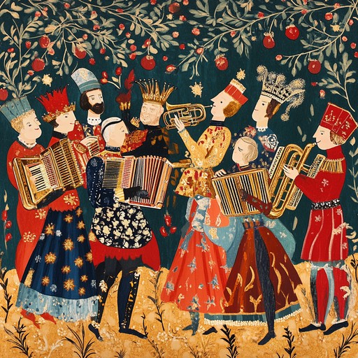 A majestic instrumental polka that captures the essence of a royal celebration. The piece features an exuberant accordion melody complemented by spirited brass and percussion, evoking images of grand ballroom dances and imperial festivities. The vibrant rhythms and uplifting harmonies create an atmosphere of joy and splendor.