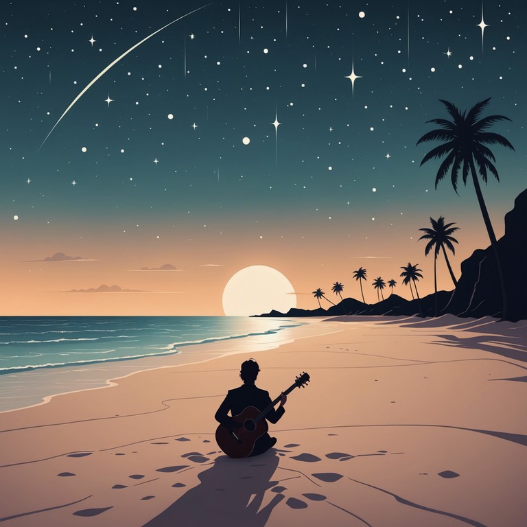 This song captures the essence of a romantic night where the acoustic sounds of the nylon string guitar perfectly complement the peaceful, moonlit beach environment, blending tranquility with a feeling of intimacy.
