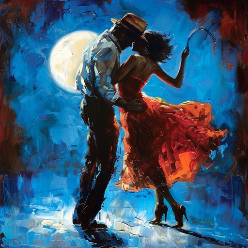 This track should exude the charm of a lively latin dance hall, with brisk tempos and a contagious rhythm that invokes the spirit of a festive night out. The music should feature complex percussive sequences and warm brass harmonies that resonate with the joy and excitement of a midnight salsa dance.