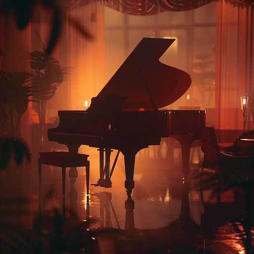 This composition uses deliberate piano melodies to create an unsettling yet beautiful ambiance, reminiscent of a cabaret bathed in twilight shadows. It's an elegant symphony of mystery and allure, perfect for capturing the essence of dark, velvet tinged surroundings.