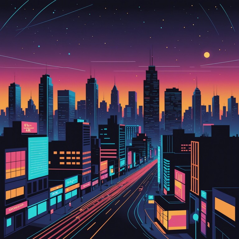 A high energy track that transports listeners into a futuristic cyberpunk cityscape, imbued with pulsating beats and an underlying sense of urgency. Great emphasis is placed on synthesizer lines that mimic the neon lights and rapid digital progression of an urban environment.