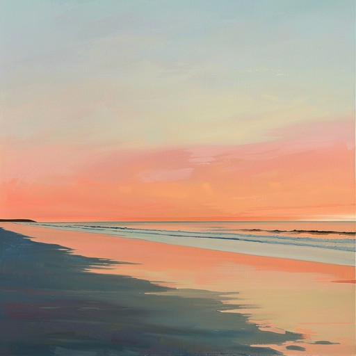 This composition floats on smooth, resonating bass notes layered subtly with higher toned melodic threads, creating a serene audial seascape that eases the listener into a state of calm relaxation. The music echoes the tranquility of a sunset viewed from a quiet beach, where each note represents the gentle lapping of waves against the shore.