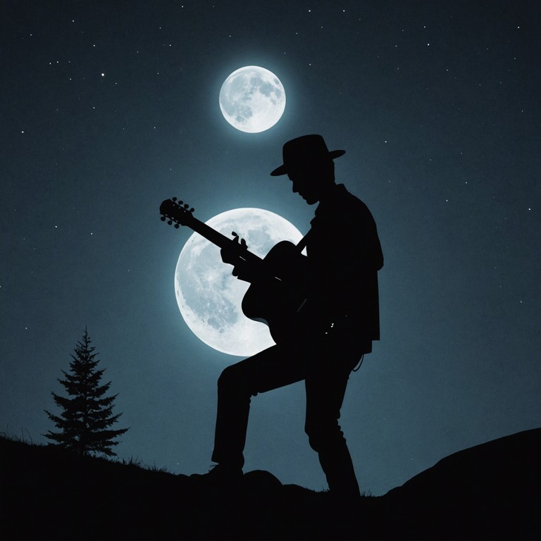 The piece reflects an evening where memories and melodies intertwine, creating a reflective atmosphere. A guitar player reminisces about past choices, love lost, and moments of clarity beneath the quiet solitude of the moonlit sky.