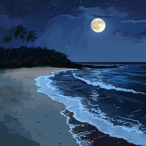 A soothing instrumental piece that transports listeners to a tranquil tropical island under the stars, where the gentle sound of waves blends with soft, melodic tunes, creating a serene and intimate atmosphere ideal for relaxation or quiet reflection