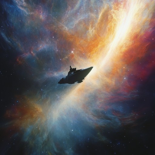 An epic orchestral piece that transports the listener across the vast expanse of the universe, weaving through shimmering nebulae and ancient star systems, evoking the wonder and mystery of the cosmos.