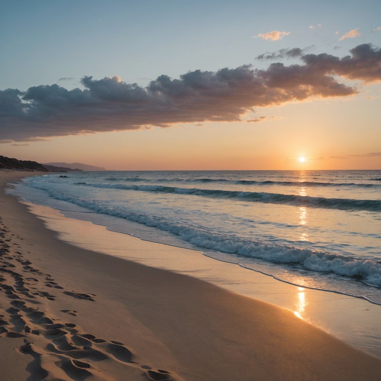 The composition captures the essence of a majestic tropical island, weaving serene melodies that float effortlessly like a gentle sea breeze across a calm, sunlit bay. A marimba carries the main melody, supported by soft percussive rhythms that evoke the feel of waves lapping against the shore. The piece progresses with the natural flow of the day, from sunrise to sunset, providing a soundtrack that enhances a sense of relaxation and tranquil beauty.