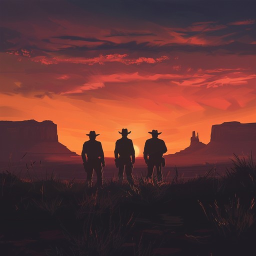 An epic instrumental that captures the majesty and adventure of a western sunset, featuring sweeping melodies and rich orchestration, ideal for evoking the spirit of the wild west.