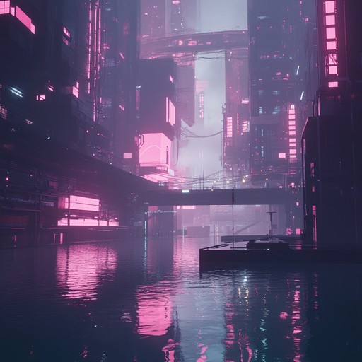 Immerse in a tranquil cyberpunk realm where calming electronic waves gently flow through a futuristic cityscape. This atmospheric piece centers around serene melodies played on a synthesizer, evoking a sense of calm amidst neon lights and advanced technology. Perfect for creating a peaceful yet high tech ambiance.