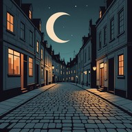 mysterious melody under a moonlit old town