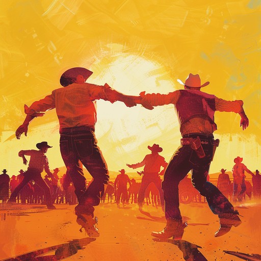 An upbeat, lively track featuring twangy guitars, toe tapping rhythms, and vibrant harmonica solos. Designed to evoke the feel of a joyous rodeo or a cowboy gathering under the open sky, complete with spirited percussion and jubilant melodies. Perfect for capturing the essence of a festive western atmosphere.