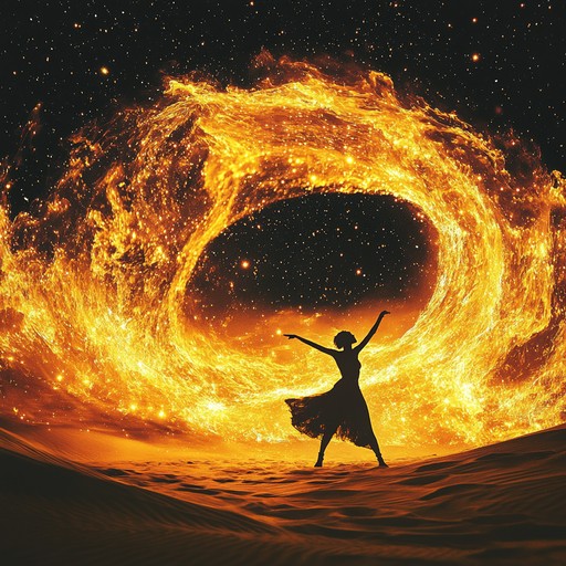 This instrumental piece captures the sensual allure of the desert night, combining haunting middle eastern scales with pulsating rhythms of traditional percussion instruments. The melody weaves through a journey of mystery and enchantment, evoking images of flickering flames and dancing shadows under a starlit sky.