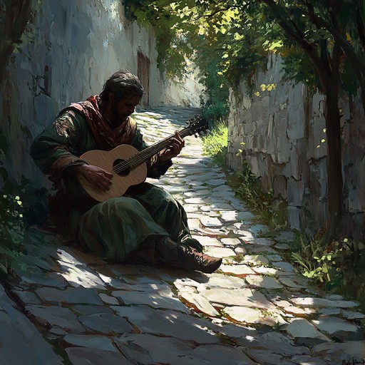 This touching composition transports listeners to the middle ages, following a solitary bard singing heartfelt tales of unrequited love and distant memories. The lute's gentle strumming conveys the deep emotions of longing and sorrow, making it a powerful, evocative musical journey.