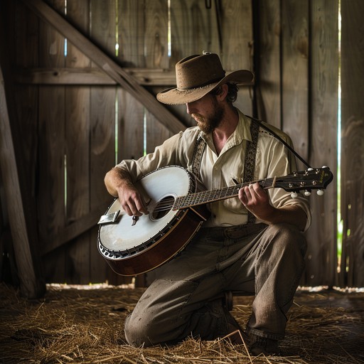 A high energy bluegrass instrumental characterized by fast banjo strumming and syncopated rhythms. The track intensifies with additional layers of mandolin and fiddle, crafting a tense and anxious atmosphere that drives listeners into a musical frenzy.