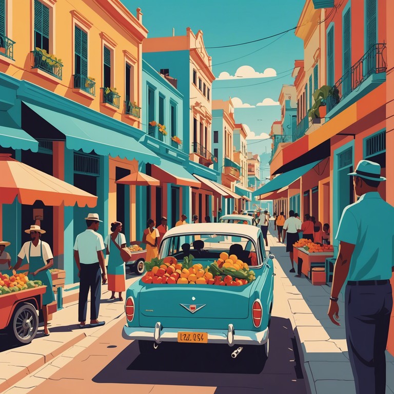 Capture the dichotomy of experiencing both the high spirited liveliness and subtle tension present in cuban streets, blending traditional bongos with fast paced, anxious tones.