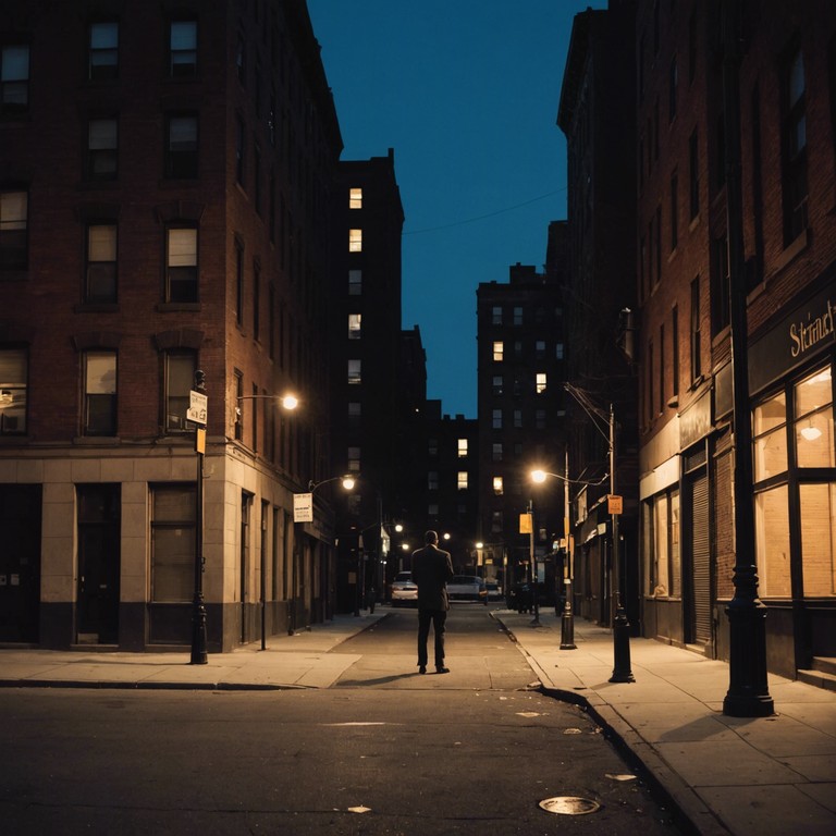 In the heart of harlem, as the night deepens, a solitary saxophone spills soulful, dark melodies, echoing off old brick walls and whispering tales of nocturnal secrets and long lost loves. This composition marries deep, melancholic tunes with the intimate ambiance of dim streetlights and the distant city hustle, creating a sound that's both haunting and comforting.