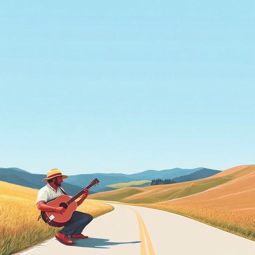 An upbeat instrumental americana piece featuring lively banjo melodies and foot tapping rhythms, evoking the carefree spirit of traveling on open roads and the joy of discovery in the vast countryside.