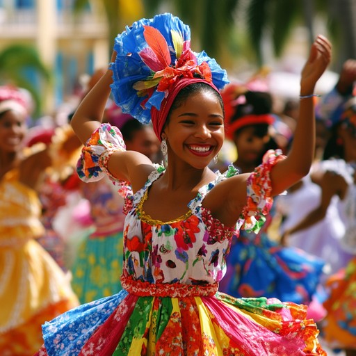 An energetic celebration of life with vibrant afro cuban rhythms, incorporating lively percussion, syncopated piano melodies, and cheerful brass sections. Imagine a sun drenched street filled with dancing, laughter, and the aroma of tropical food.