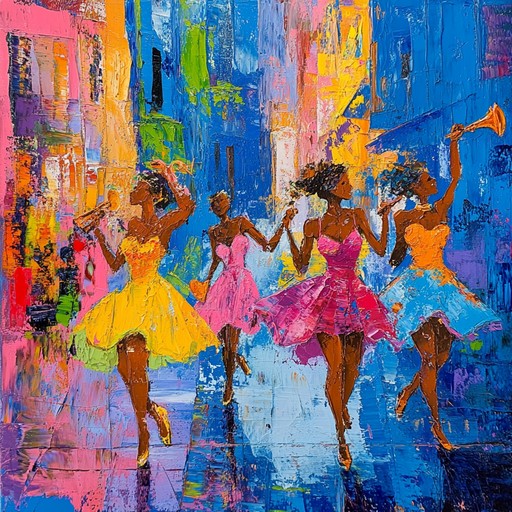 This composition features lively, syncopated rhythms that transport you to a bustling carnival street. Joyful melodies intertwine with dynamic percussion, creating an infectious energy that makes you want to join the dance. Bright brass punches through with jubilant fanfares, and the bass groove is unrelenting, keeping spirits high and feet moving.