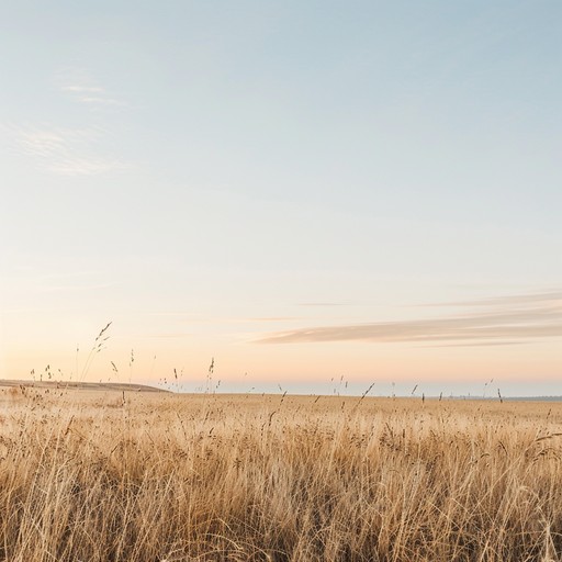 This instrumental captures the serene atmosphere of a quiet prairie at sunset, with soft acoustic guitar strumming melded with gentle harmonica melodies that create a peaceful and nostalgic ambiance.