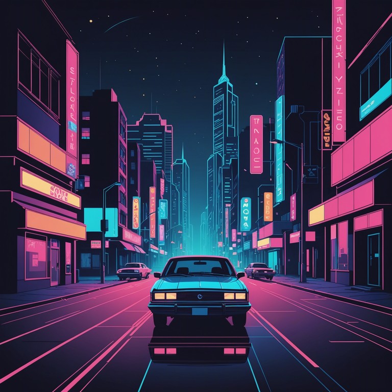 This track is a journey back to the 1980s, featuring nostalgic synthesizer melodies intertwined with deep, pulsating bass lines that capture the essence of a reflective night drive through neon lit streets. The music builds a soundscape that feels both introspective and evocative of the decade's distinctive electronic sound.