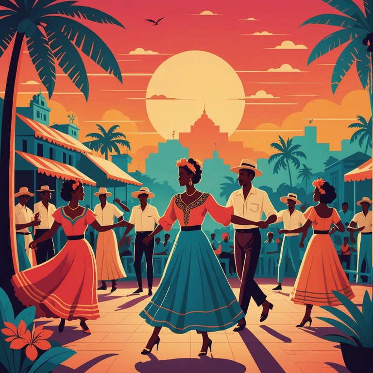 Capture the essence of a warm havana night filled with the joy of dance and rhythm expressed through a melodic trumpet lead, designed to make listeners sway and smile.