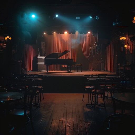 This piece evokes a gentle, serene evening in a vintage cabaret setting, featuring soft melodies that wash over the listener with a nostalgic, relaxing charm. Imagine delicate piano notes lightly dancing through a smoky room, accompanied by subtle, soothing arrangements.