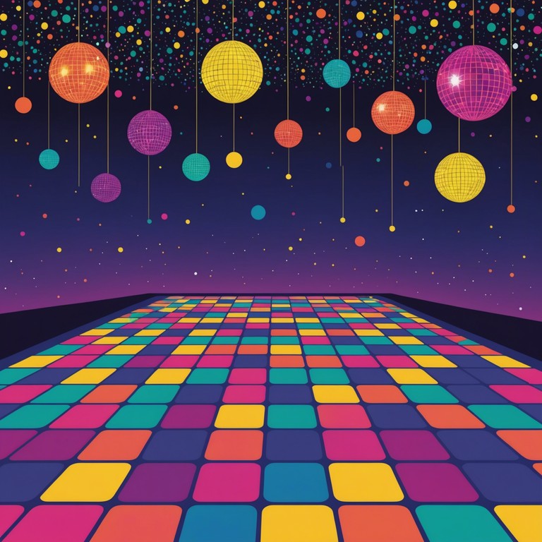 A lively track reminiscent of a 70s discotheque filled with gleaming lights and joyful dancers. The music is catchy, rhythmic, and infuses the air with an unmistakable sense of optimism. The layered orchestration builds a rich, engaging soundscape ideal for energetic dancing or upbeat background music.