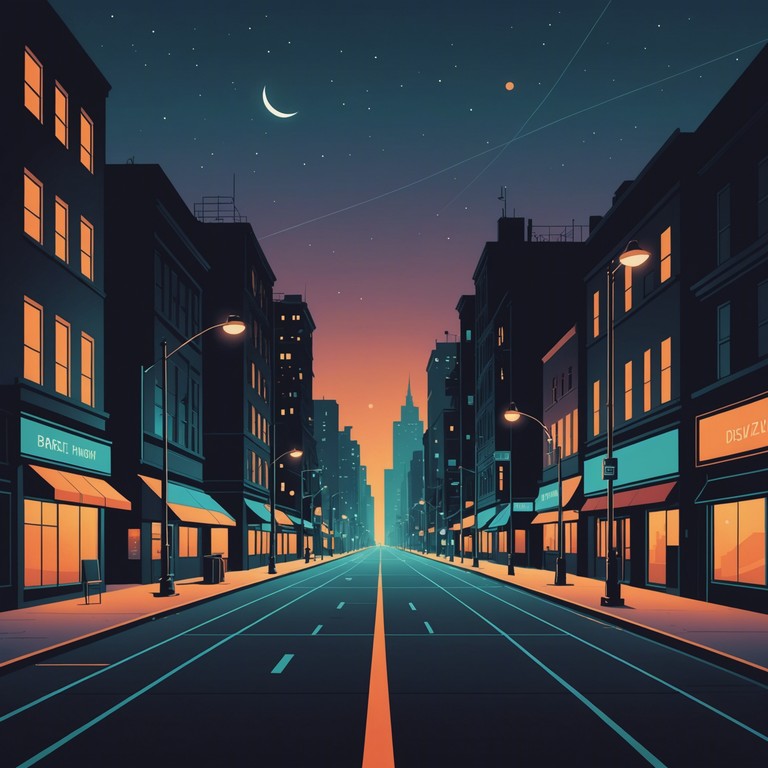 This track blends the essence of nocturnal cityscapes with an air of mystery; heavy with layered synths that evoke the bustling life and the undercurrents of an urban setting at night, creating a soundscape that’s both inviting and enigmatic