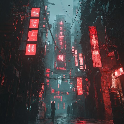 Picture a dystopian metropolis where gritty grunge riffs meet futuristic electronic beats. This track paints a vivid scene of dark alleys illuminated by flickering neon lights, embodying the defiance and raw power of a future grunge soundscape.