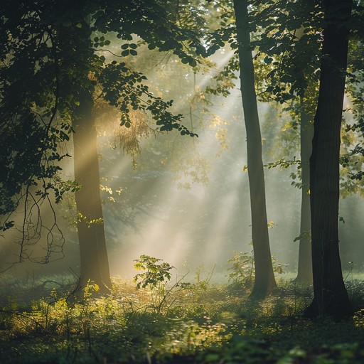 A dulcimer’s soft strumming pairs with the subtle sounds of nature, creating a tranquil soundscape that gently lowers the listener into a state of calm, as if they were lying under a canopy of trees, watching the sky through swaying branches.