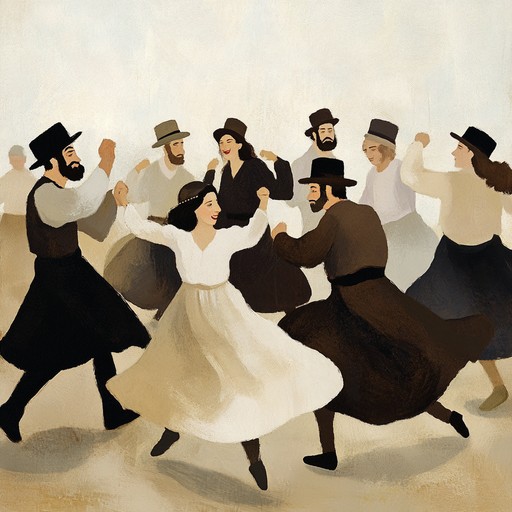 A lively klezmer piece featuring playful clarinet melodies driving. Energetic accordion rhythms induce dancing, while violin and upright bass offer musical exuberance, evoking happiness and celebration in jewish traditions.