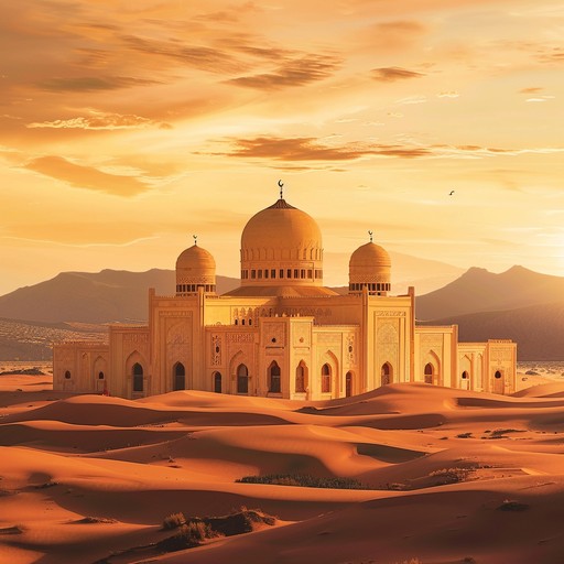 Embark on a majestic voyage through the ancient deserts with a seamless blend of powerful drums, ambient drones, and evocative stringed instruments. This regal piece transports listeners to the heart of an opulent arabian kingdom, filling them with awe and reverence.