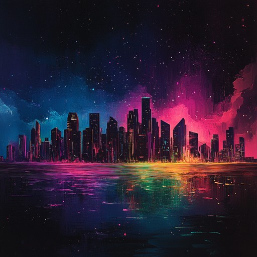 A captivating instrumental piece that fuses ethereal synthesizer sounds with groovy rhythms, guiding listeners on a journey through shimmering cityscapes under the glow of neon lights