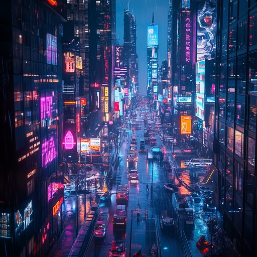 A dynamic hip hop composition where futuristic synth sounds merge with hard hitting beats, embodying the vibrant and energetic rhythm of city life, echoing modern urban culture and technology.