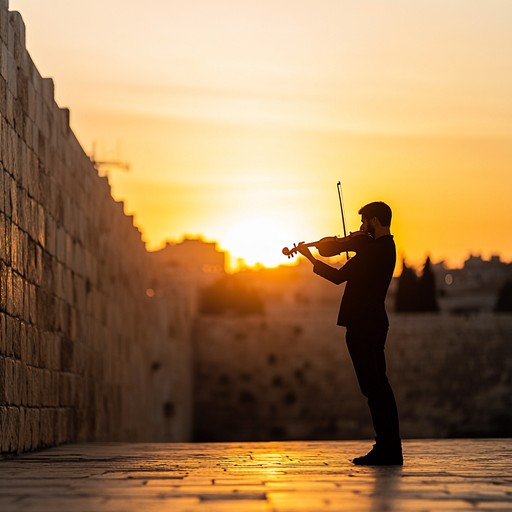 A heartfelt violin solo weaving through traditional jewish motifs, evoking deep emotions and cultural pride.