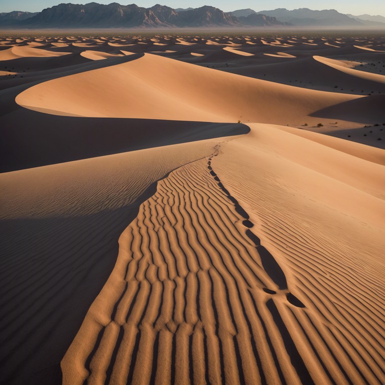 Delve deeper into the serene and mysterious vibes of twilight in a desert. This alternative title highlights the gentle yet powerful nature of the track, enhancing the immersive experience of the listener as they journey through soundscapes that mix the familiar with the enigmatic.