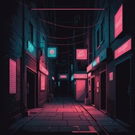 eerie cyberpunk melody, haunting urban backdrop