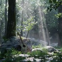 harmonious metal with melodic guitar and soft percussion.