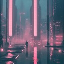 gentle electronic soundscape evoking peace in a cyberpunk world.