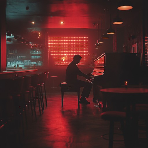 A slow, soulful tune perfect for late night introspection, with a soothing piano leading the melody enveloped by gentle bass and soft brush drums. The music captures the essence of a solitary night, embodying an air of mystery and nostalgia. Ideal for reflective moments when one seeks solace.