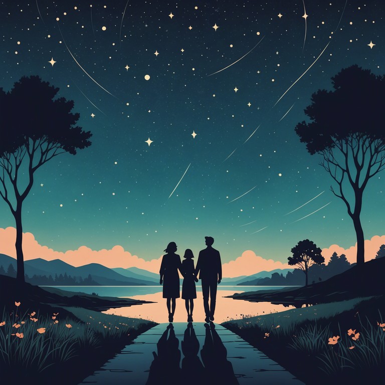 This composition captures the essence of a liberating, romantic stroll under the starlit sky, characterized by smooth transitions and subtle crescendos that enhance the tender moments of love and freedom.